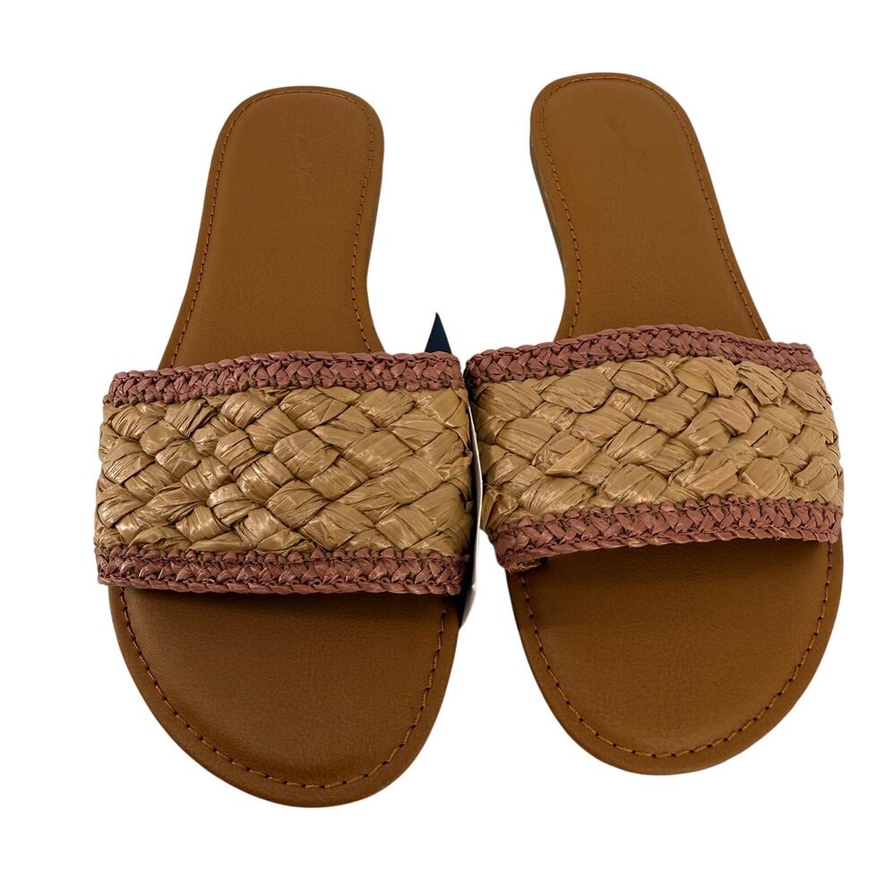 Universal Thread Rose Pink Woven Raffia Slide Sandals Womens Sz 8 Target